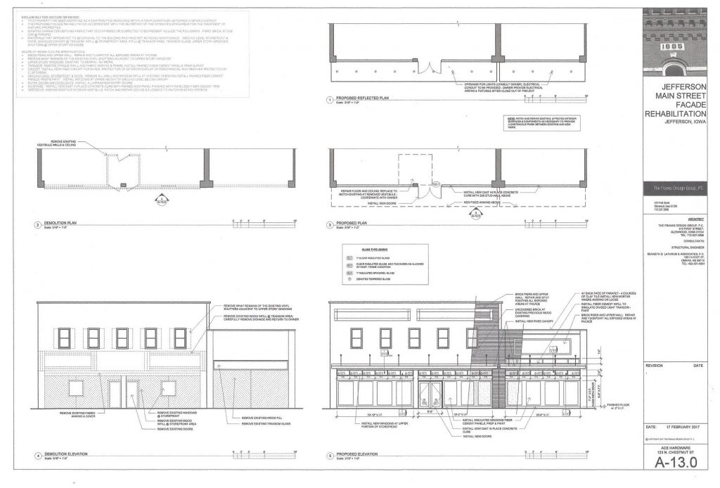 Jefferson facades before & demo/proposed plans Jefferson